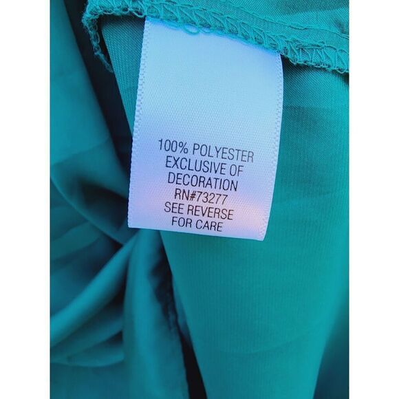 Apt 9 Embellished Blouse Silky Emerald Green V-Neck studded Top Womens XL - Picture 4 of 6